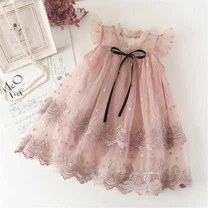 3-12 Years Girls Polka-Dot Dress 2021 Summer Sleeveless Bow Ball Gown Clothing Kids Baby Princess Dresses Children Clothes