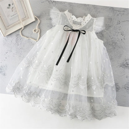 3-12 Years Girls Polka-Dot Dress 2021 Summer Sleeveless Bow Ball Gown Clothing Kids Baby Princess Dresses Children Clothes