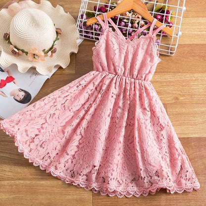 Summer Casual Dress Kids Dresses For Girls Lace Flower Girls Dress Baby Girl Party Wedding Dress Children Clothes Princess Dress