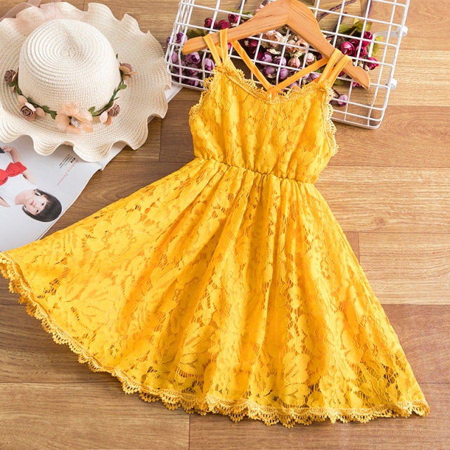 Summer Casual Dress Kids Dresses For Girls Lace Flower Girls Dress Baby Girl Party Wedding Dress Children Clothes Princess Dress