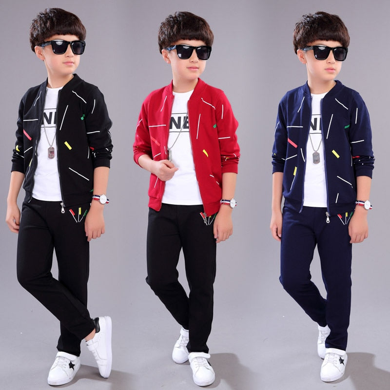 Big Boys Clothes Set Autumn Winter Cotton Cartoon 3pcs Baby The Boy Tracksuit Children's Casual Suit Kids Clothing Set