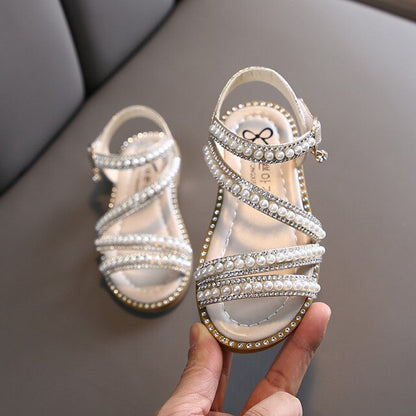 Girl Sandals Summer Fashion Kids Baby Girls Bling Rhinestone Princess Single Sandals For Little Big Girl's Shoes