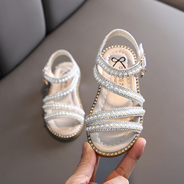 Girl Sandals Summer Fashion Kids Baby Girls Bling Rhinestone Princess Single Sandals For Little Big Girl's Shoes