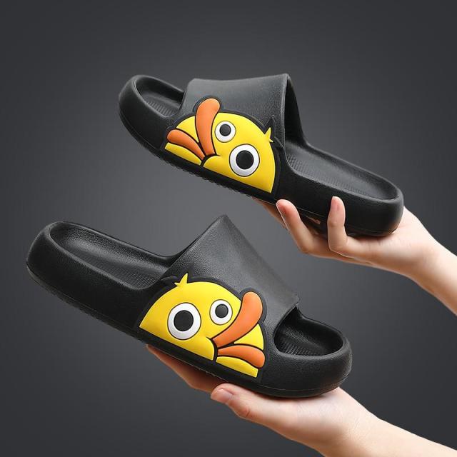 Summer Beach Slides Women Men Slippers Sandals Flip Flops Candy Cartoon Duck Platform Thick Soled Ladies Couples Bathroom Shoes