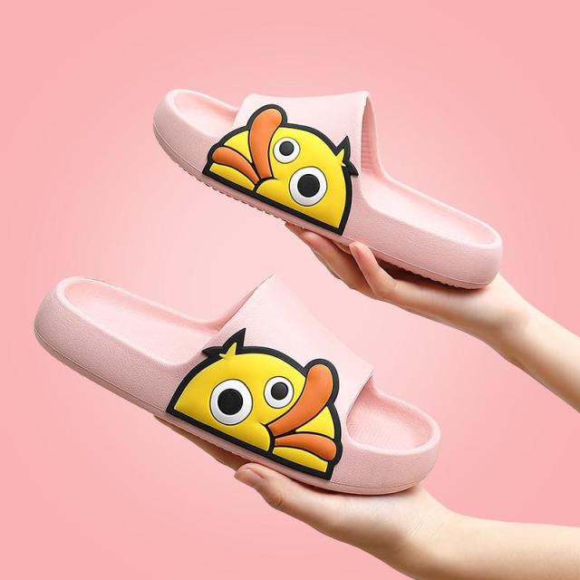 Summer Beach Slides Women Men Slippers Sandals Flip Flops Candy Cartoon Duck Platform Thick Soled Ladies Couples Bathroom Shoes