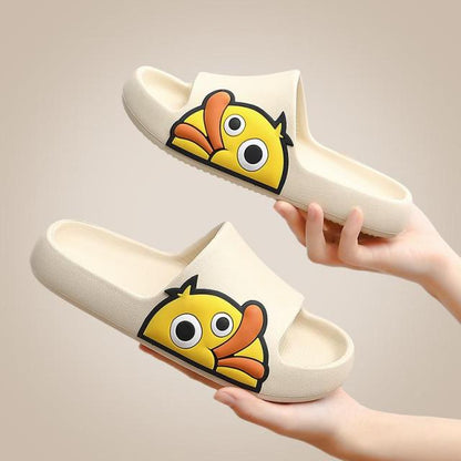 Summer Beach Slides Women Men Slippers Sandals Flip Flops Candy Cartoon Duck Platform Thick Soled Ladies Couples Bathroom Shoes