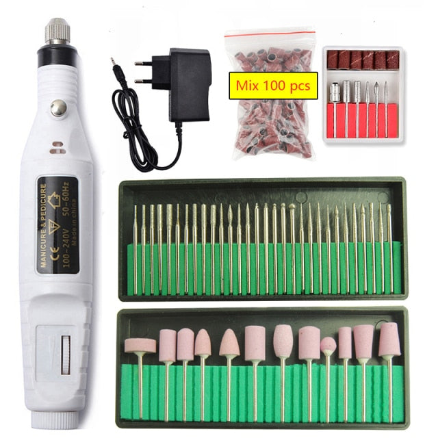 Professional Electric Nail Drill Machine Pedicure Manicure Drill Set Milling Cutters Set Nail File 20000RPM Polishing Equipment