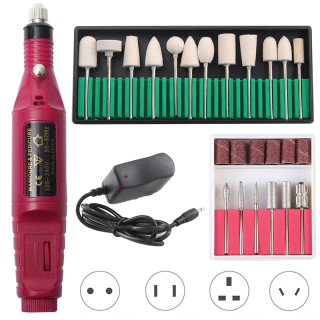 Professional Electric Nail Drill Machine Pedicure Manicure Drill Set Milling Cutters Set Nail File 20000RPM Polishing Equipment