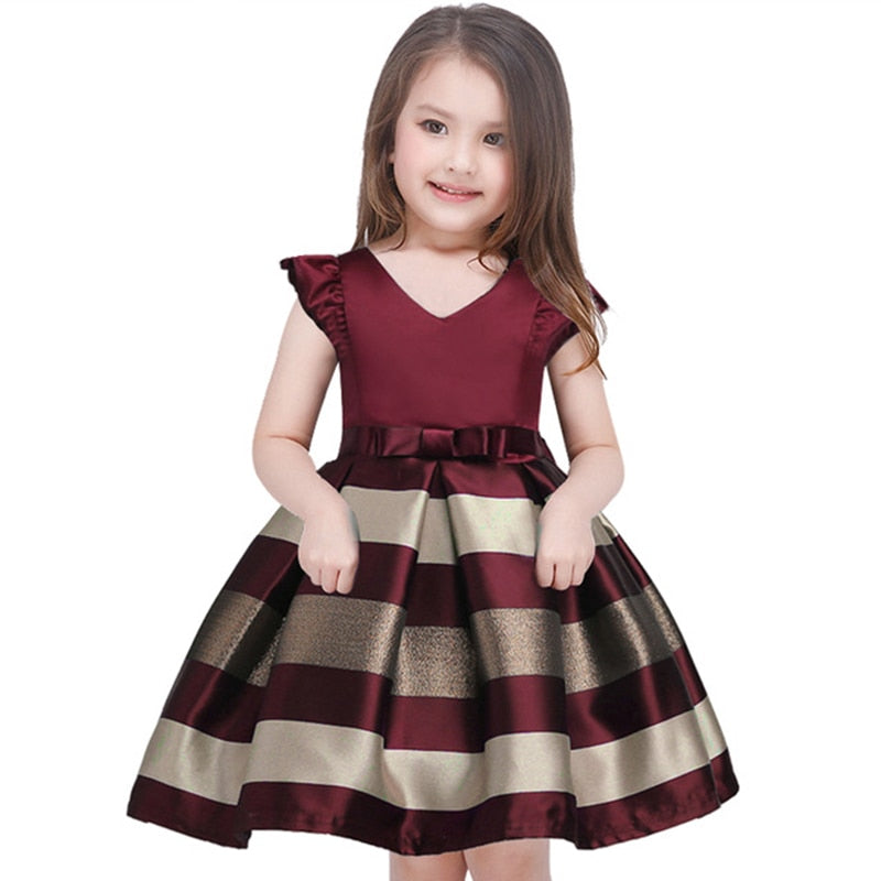 Baby Girls Striped Dress For Girls Formal Wedding Party Dresses Kids Princess Christmas Dress Costume Children Girls Clothing