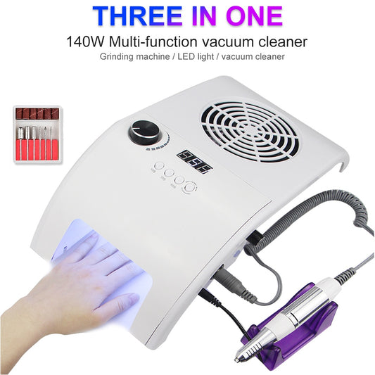 Multifunctional 3in1 Silent 35000RPM Manicure Machine Powerful Vacuum Cleaner 48W UV LED Nail Lamp Quickly Dry All Nail Polish