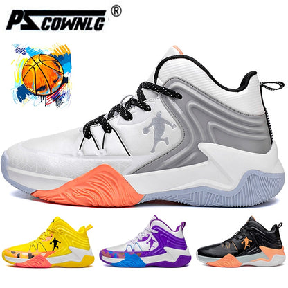 Pscownlg Men's Air Cushion Basketball Shoes Shock Non Slip Wearable Footwear Breathable Street Ball Sneakers On Court