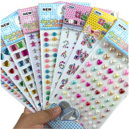 Scrapbook sticker Many Styles Mixed Color Acrylic Rhinestone Crystal 3D Baby Kids boys girls DIY Cute Children toys Stickers