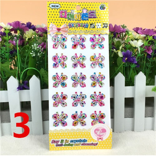 Scrapbook sticker Many Styles Mixed Color Acrylic Rhinestone Crystal 3D Baby Kids boys girls DIY Cute Children toys Stickers