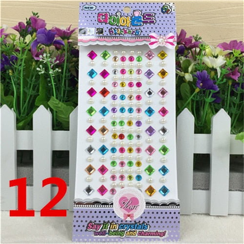 Scrapbook sticker Many Styles Mixed Color Acrylic Rhinestone Crystal 3D Baby Kids boys girls DIY Cute Children toys Stickers