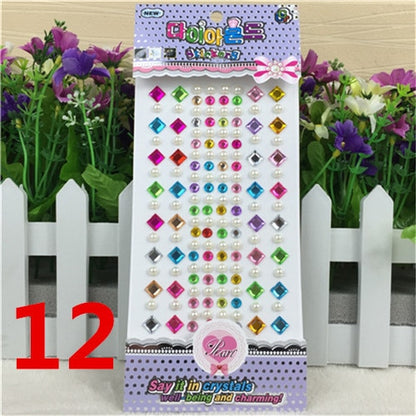 Scrapbook sticker Many Styles Mixed Color Acrylic Rhinestone Crystal 3D Baby Kids boys girls DIY Cute Children toys Stickers