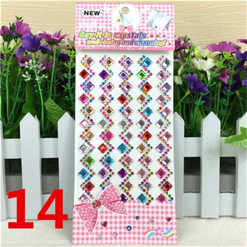 Scrapbook sticker Many Styles Mixed Color Acrylic Rhinestone Crystal 3D Baby Kids boys girls DIY Cute Children toys Stickers