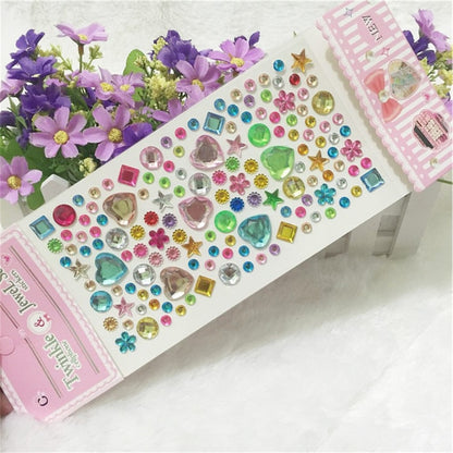 Scrapbook sticker Many Styles Mixed Color Acrylic Rhinestone Crystal 3D Baby Kids boys girls DIY Cute Children toys Stickers