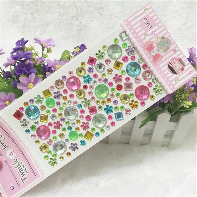 Scrapbook sticker Many Styles Mixed Color Acrylic Rhinestone Crystal 3D Baby Kids boys girls DIY Cute Children toys Stickers