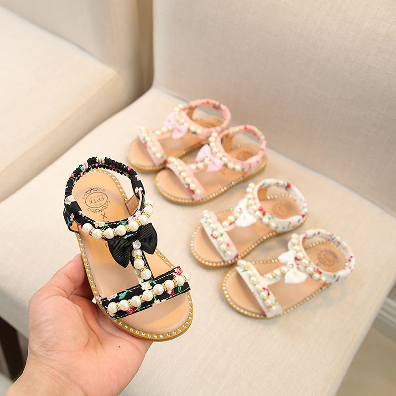 Girl Sandals Summer Fashion Kids Baby Girls Bling Rhinestone Princess Single Sandals Little Big Girl's Soft Shoes