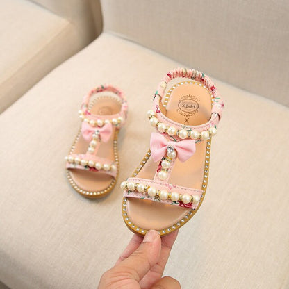 Girl Sandals Summer Fashion Kids Baby Girls Bling Rhinestone Princess Single Sandals Little Big Girl's Soft Shoes