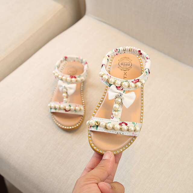 Girl Sandals Summer Fashion Kids Baby Girls Bling Rhinestone Princess Single Sandals Little Big Girl's Soft Shoes