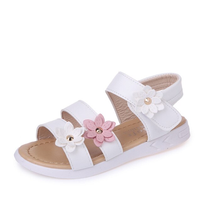 Girls Sandals Gladiator Flowers Sweet Soft Children's Beach Shoes Kids Summer Floral Sandals Princess Fashion Cute High Quality