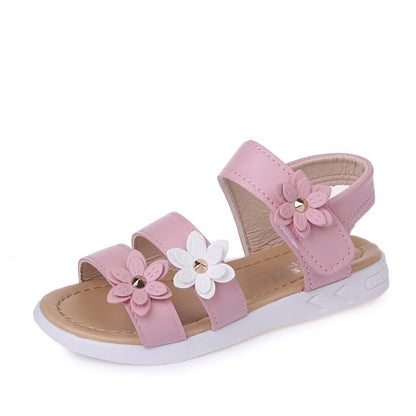 Girls Sandals Gladiator Flowers Sweet Soft Children's Beach Shoes Kids Summer Floral Sandals Princess Fashion Cute High Quality