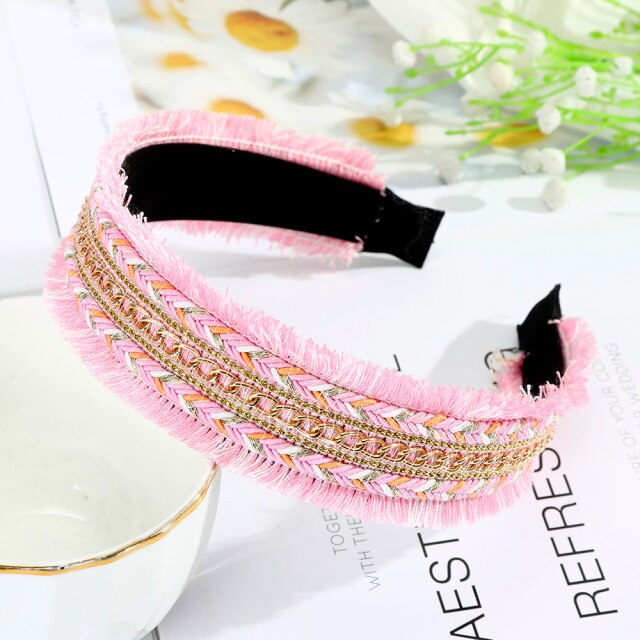 Sequins Crystal Pearl Knot Headband For Women Wide Bow Hairbands Bohemia Chain Hair Accessories Flower Hair Bands Hoop Headdress