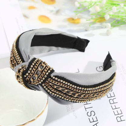 Sequins Crystal Pearl Knot Headband For Women Wide Bow Hairbands Bohemia Chain Hair Accessories Flower Hair Bands Hoop Headdress