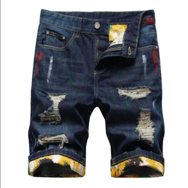 New Fashion Mens Ripped Short Jeans Brand Clothing Bermuda Summer 100% Cotton Shorts Breathable Denim Shorts Male Size 28-38