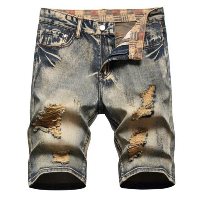 New Fashion Mens Ripped Short Jeans Brand Clothing Bermuda Summer 100% Cotton Shorts Breathable Denim Shorts Male Size 28-38