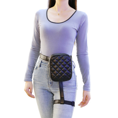 BQ Fashion INS Hot Trendy Stylish Women Waist Leg Belt Leather Cool Girl Bag Fanny Pack For Outdoor Hiking Motorcycle