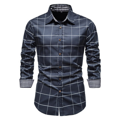 PARKLEES 2021 Autumn Plaid Patchwork Formal Shirts for Men Slim Long Sleeve White Button Up Shirt Dress Business Office Camisas