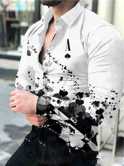 2022 New Men Fashion Shirts Digital Printing Casual Long Sleeve Spring Shirt Turn-down Collar Buttoned chemise Men&#39;s Streetwear