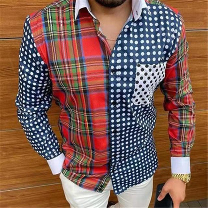 2022 New Men Fashion Shirts Digital Printing Casual Long Sleeve Spring Shirt Turn-down Collar Buttoned chemise Men&#39;s Streetwear