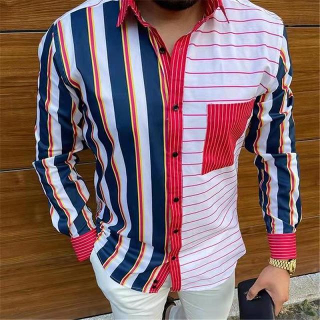 2022 New Men Fashion Shirts Digital Printing Casual Long Sleeve Spring Shirt Turn-down Collar Buttoned chemise Men&#39;s Streetwear