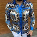 2022 New Men Fashion Shirts Digital Printing Casual Long Sleeve Spring Shirt Turn-down Collar Buttoned chemise Men&#39;s Streetwear