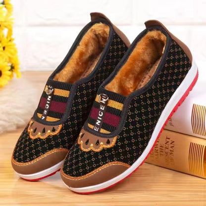 New Style Old Beijing Cloth Shoes Women&#39;s Soft Non-Slip Middle-Gged Leisure Flat Bottom Mom Shoes Female