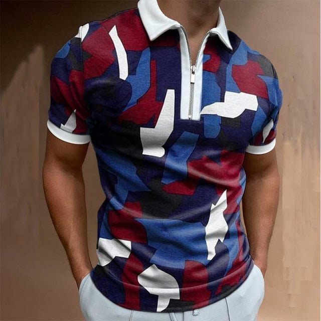 Men Polo Shirts Summer High Quality Casual Daily Short Sleeve Striped Mens T Shirts Fashion Lapel Patchwork Polo Shirts