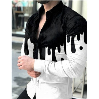 Autumn Fashion Men Shirts Turn-down Collar Buttoned Shirt Casual Quicksand Print Long Sleeve Tops Men&#39;s Clothing Prom Cardigan