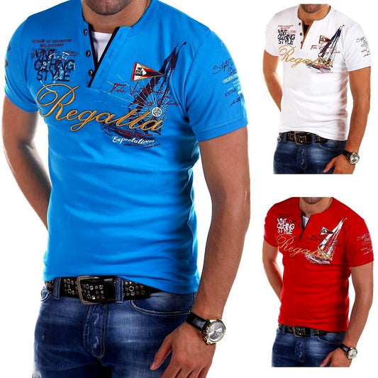 ZOGAA Men&#39;s Printed Short Sleeve Polo Shirt