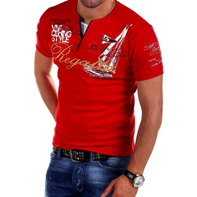 ZOGAA Men&#39;s Printed Short Sleeve Polo Shirt