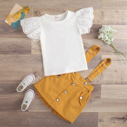 Girls Clothing Sets 2022 Spring Summer Girls Flower Knitted Suit Kids Clothing Top Pleated Skirt Outfit for Baby Girls Clothes